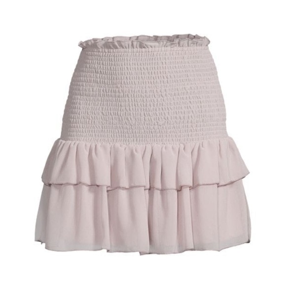 RD STYLE Smocked Tiered Mini Skirt Violet Ice Large - Picture 2 of 7